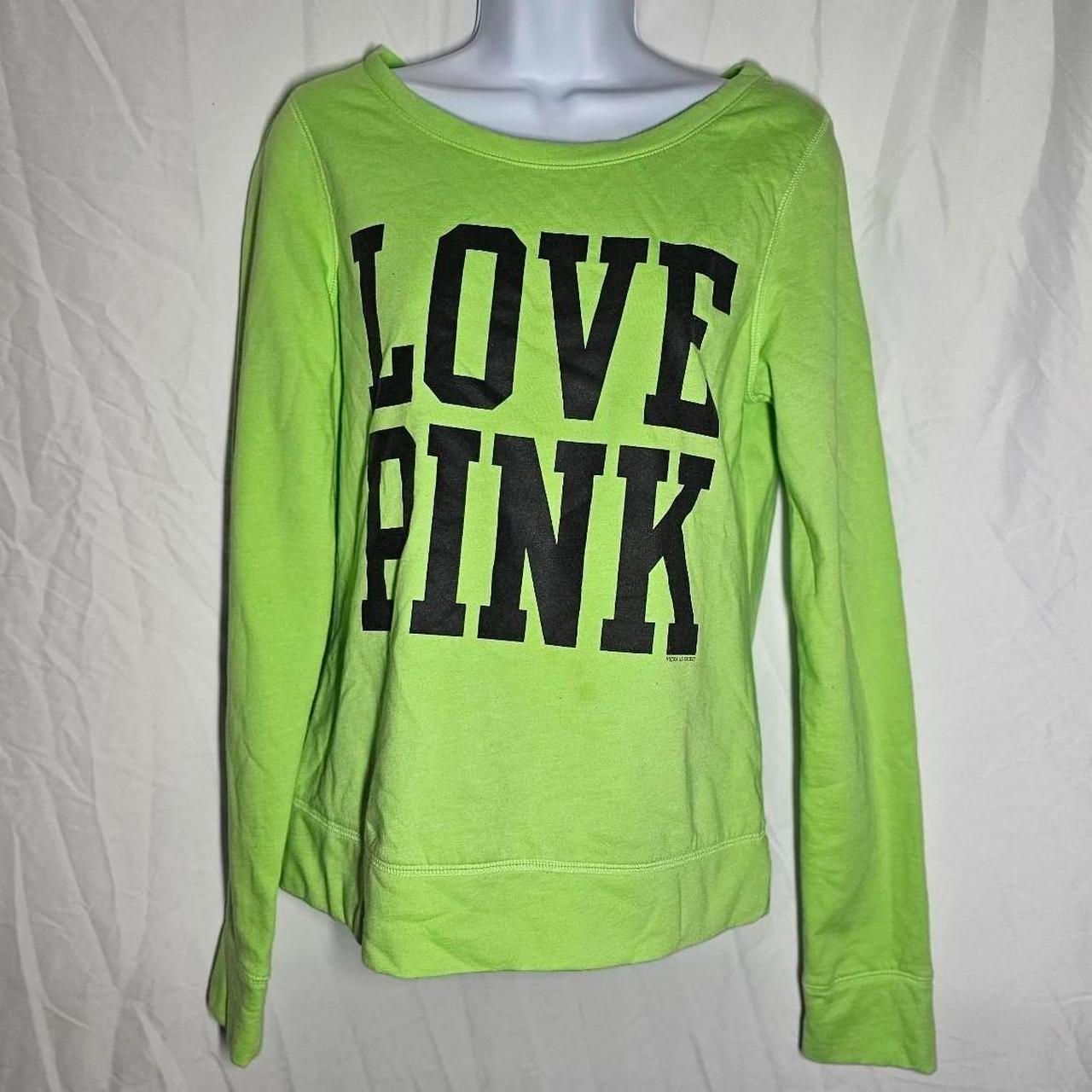 2011 Neon Green Victorias Secret Pink Slouchy Sweatshirt